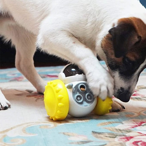 distributeur-de-croquettes-pour-chien-jaune